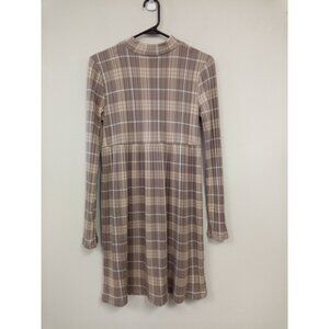 SO Junior's Brown Blue Long Sleeve Dress Size Small